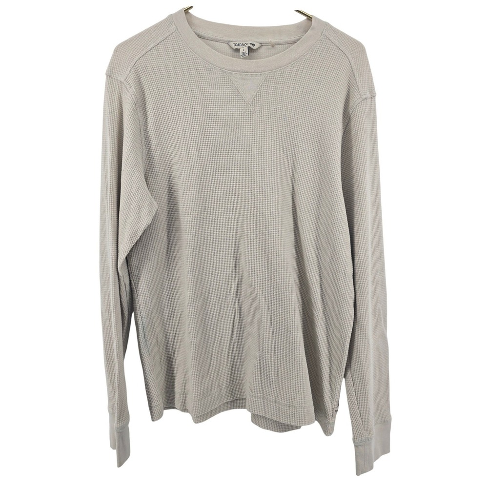 Toad&Co Thermal Shirt Mens L Beige Waffle Knit Organic Cotton Recycled Poly L/S